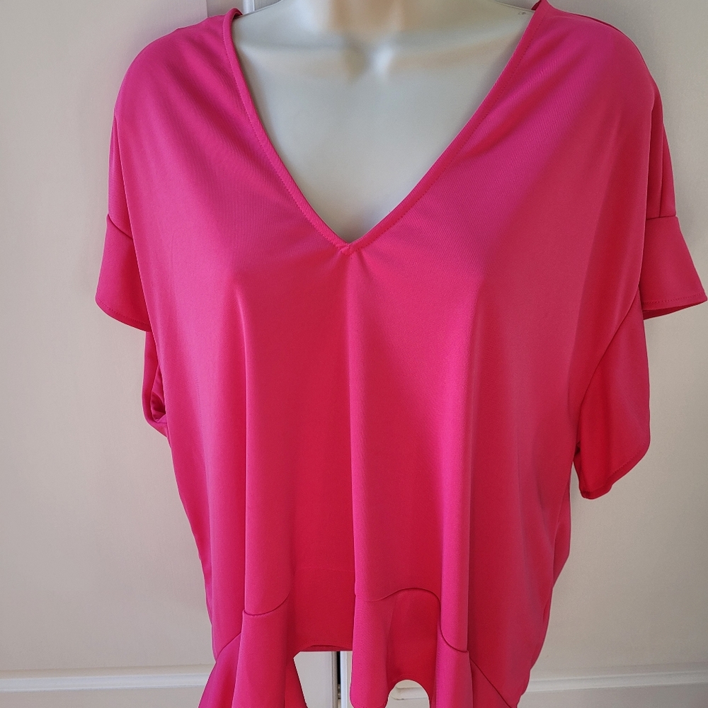 ZARA women pink top blouse size M oversized